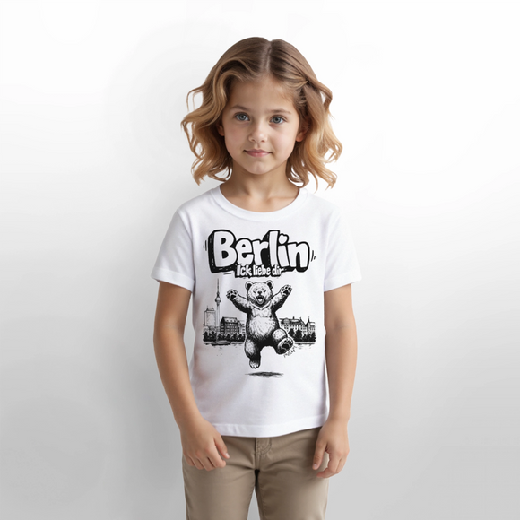 Berlin Souvenir-Kinder T-Shirt Bio-BERLIN ICK LIEBE DIR - Weiß