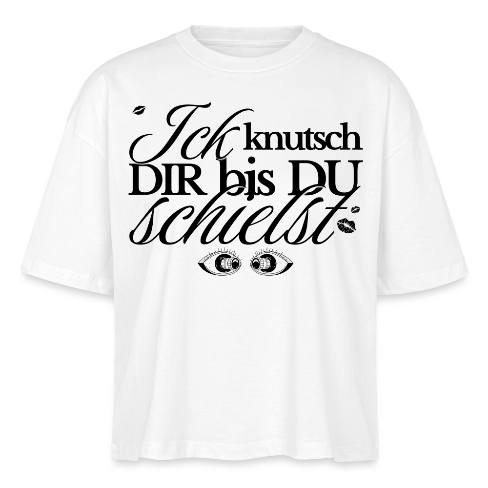 ICK KNUTSCH DIR - Frauen Boxy Bio-T-Shirt - Weiß