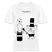 Lockeres Relaxed Fit Berlin Shirt „OHNE WORTE“ aus Bio-Baumwolle mit schwarzem Print: der Berliner Bär als doodleartige Zeichnung, der mit seinem Zauberstab einen Mittelfinger aus einem Zylinderhut hervorzaubert. - Weiß