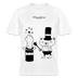 Lockeres Relaxed Fit Berlin Shirt „OHNE WORTE“ aus Bio-Baumwolle mit schwarzem Print: der Berliner Bär als doodleartige Zeichnung, der mit seinem Zauberstab einen Mittelfinger aus einem Zylinderhut hervorzaubert. - Weiß