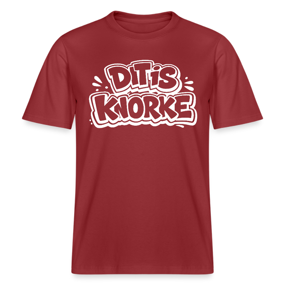 DIT IS KNORKE-RELAXED FIT Unisex bio T-Shirt - Erdrot
