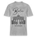Unisex T-Shirt mit großem 'Berlin' Print und Brandenburger Tor Illustration, aus 100% Bio-Baumwolle, locker geschnitten und bequem- Grau meliert