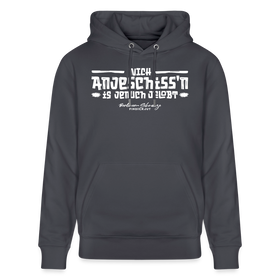 Berliner Spruch-NICH ANJESCHISSN-Unisex Bio-Hoodie mit Berliner Schnauze - Indigoblau