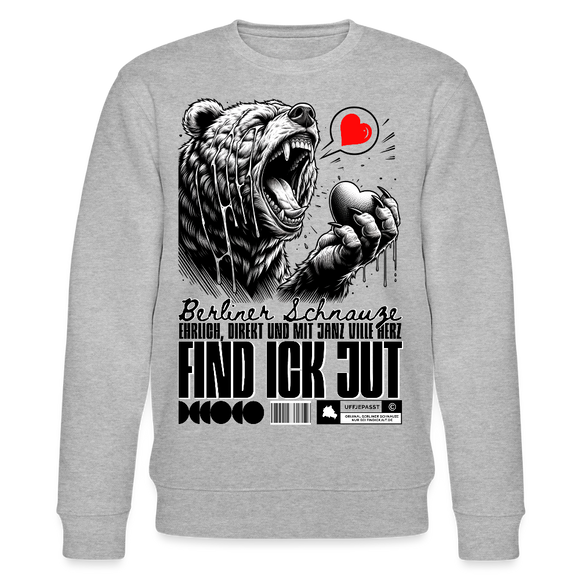 Berlin Souvenir-FIND ICK JUT-Unisex Bio-Sweatshirt - Grau meliert