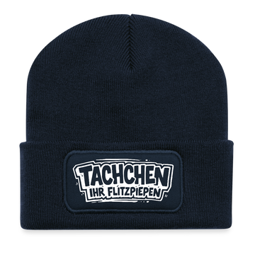 Berliner Spruch-Recycelte Patch Beanie-TACHCHEN IHR FLITZPIEPEN - French Navy