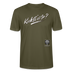 weisser Handgezeichneter Schriftzug "Kiekst'n so?" in schwungvoller Schreibschrift - typisch Berliner Spruch auf T-Shirt - Khaki