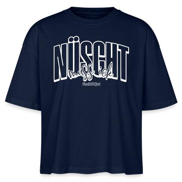 Berlin Shirt mit Schnauze 2025-NÜSCHT-Frauen Boxy Bio-T-Shirt - Navy