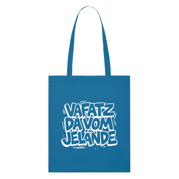 Berliner Spruch Bio-Stoffbeutel-VAFATZ DA VOM JELÄNDE - Königsblau