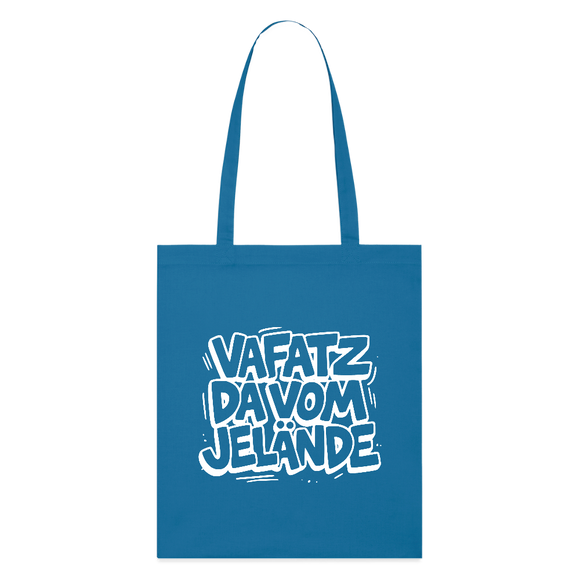 Berliner Spruch Bio-Stoffbeutel-VAFATZ DA VOM JELÄNDE - Königsblau