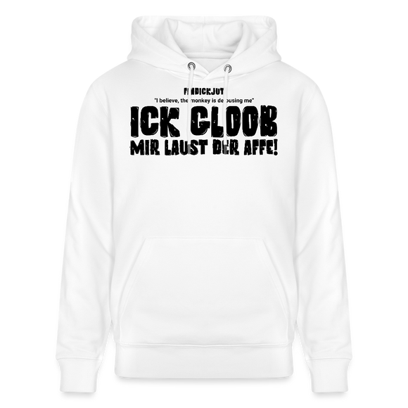 ICK GLOOB, MIR LAUST DER AFFE-Unisex Bio-Hoodie - Weiß