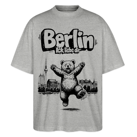 Berlin Souvenir-Oversized Unisex Bio T-Shirt-BERLIN ICK LIEBE DIR - Grau meliert