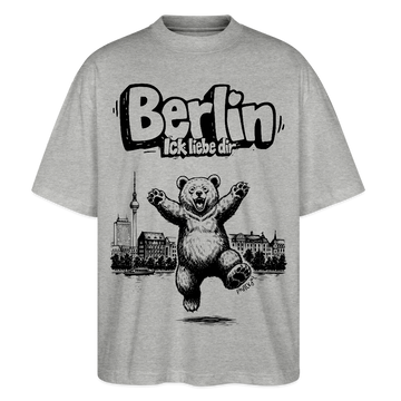 Berlin Souvenir-Oversized Unisex Bio T-Shirt-BERLIN ICK LIEBE DIR - Grau meliert