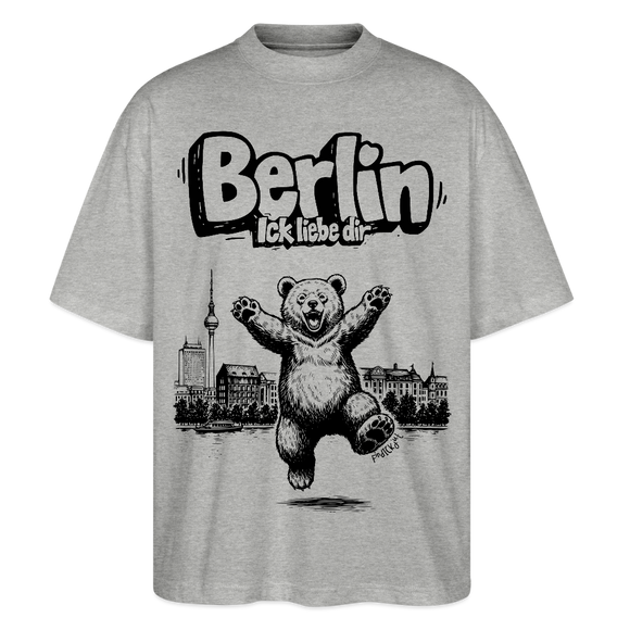 Berlin Souvenir-Oversized Unisex Bio T-Shirt-BERLIN ICK LIEBE DIR - Grau meliert