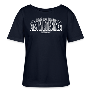 Berliner Spruch-FISIMATENTEN-Rundhals Frauen Bio-T-Shirt - Navy