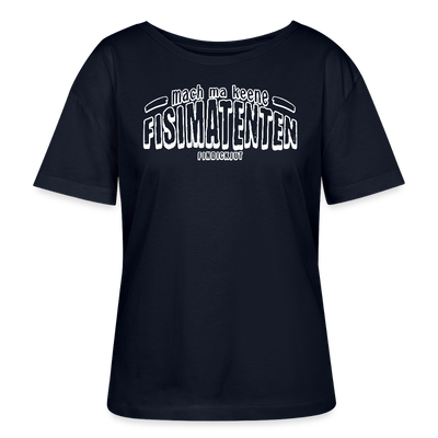 Berliner Spruch-FISIMATENTEN-Rundhals Frauen Bio-T-Shirt - Navy
