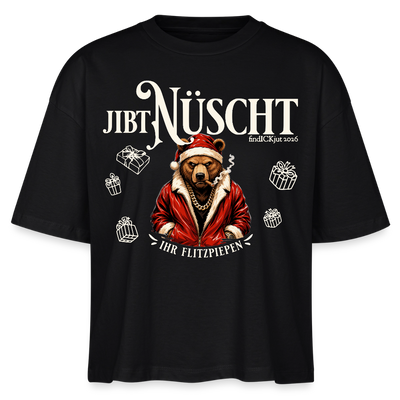 JIBT NÜSCHT IHR FLITZPIEPEN-Frauen Boxy Bio-T-Shirt-Berliner Bär Weihnachten - Schwarz