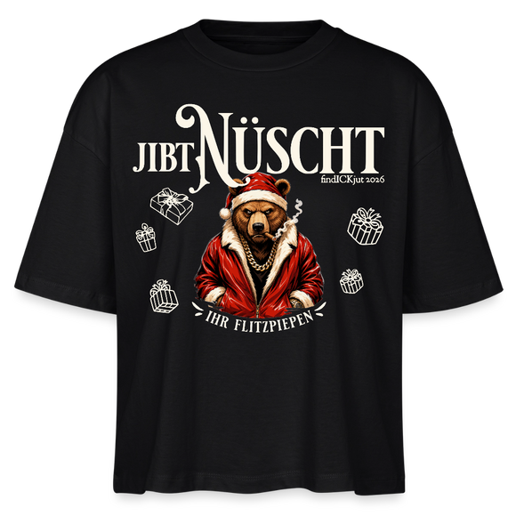 JIBT NÜSCHT IHR FLITZPIEPEN-Frauen Boxy Bio-T-Shirt-Berliner Bär Weihnachten - Schwarz