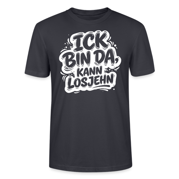 Berlin Shirt-Unisex BIO T-Shirt- ICK BIN DA, KANN LOSJEHN - Dunkles Graublau