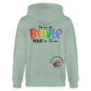 LIEBE IS BUNT-Unisex Bio-Kapuzenjacke - Helles Graugrün