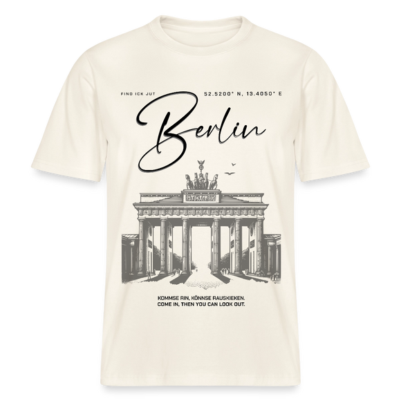 BERLIN Souvenir-Relaxed Fit Unisex Bio-T-Shirt - Naturweiß 