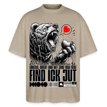 Berlin Souvenir-FIND ICK JUT-Oversized Unisex Bio T-Shirt - Steingrau