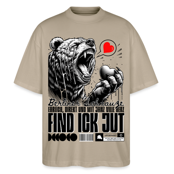 Berlin Souvenir-FIND ICK JUT-Oversized Unisex Bio T-Shirt - Steingrau