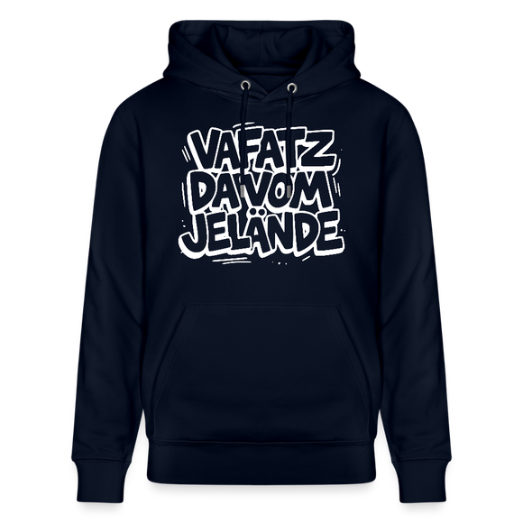 Berliner Kultspruch-VAFATZ DA VOM JELÄNDE-Unisex Bio-Hoodie - Navy