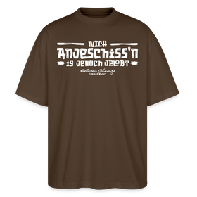 Berliner Spruch des Lobes-NICH ANJESCHISSN-Oversized Unisex Bio T-Shirt - Dunkelbraun