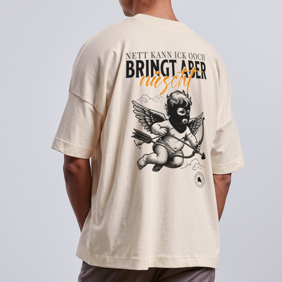 NETT KANN ICK-Unisex Oversize Bio-T-Shirt - Naturweiß