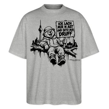 ICK LACH MIR N AST-Oversized Unisex Bio T-Shirt mit Berliner Bär - Grau meliert