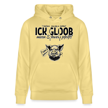ICK GLOB, MEEN SCHWEIN PFEIFT!-Unisex Bio-Hoodie - Gelb Viva 