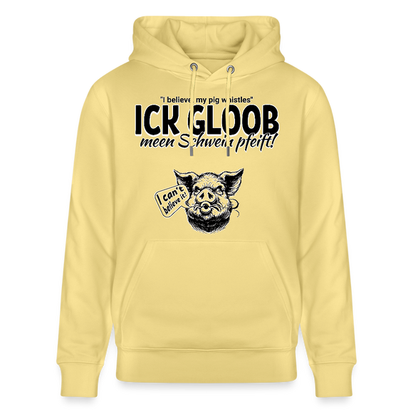 ICK GLOB, MEEN SCHWEIN PFEIFT!-Unisex Bio-Hoodie - Gelb Viva 