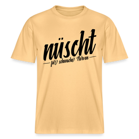 Berlin Shirt-NÜSCHT FÜR SCHWACHE NERVEN- RELAXED FIT Unisex Organic T-Shirt mit Berliner Spruch - Hellgelb