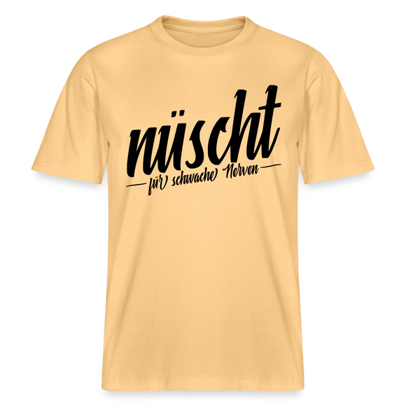 Berlin Shirt-NÜSCHT FÜR SCHWACHE NERVEN- RELAXED FIT Unisex Organic T-Shirt mit Berliner Spruch - Hellgelb