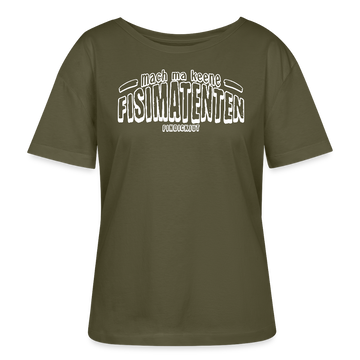 Berliner Spruch-FISIMATENTEN-Rundhals Frauen Bio-T-Shirt - Khaki