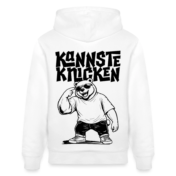 Berliner Spruch-KANNSTE KNICKEN-Unisex Bio-Hoodie mit Berliner Bär - Weiß