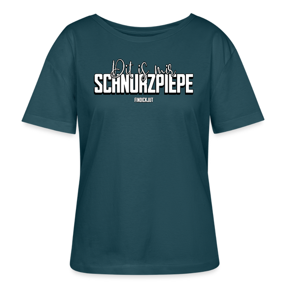 SCHNURZPIEPE-Rundhals Frauen Bio-T-Shirt - Dunkles Petrol