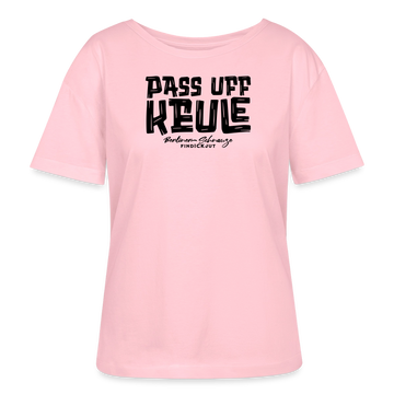 Berliner Spruch-PASS UFF KEULE-Rundhals Frauen Bio-T-Shirt - Hellrosa