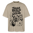 JANZ BERLIN IS EENE WOLKE-Der kiffende Berlin Bär-Oversized Unisex Bio T-Shirt - Steingrau