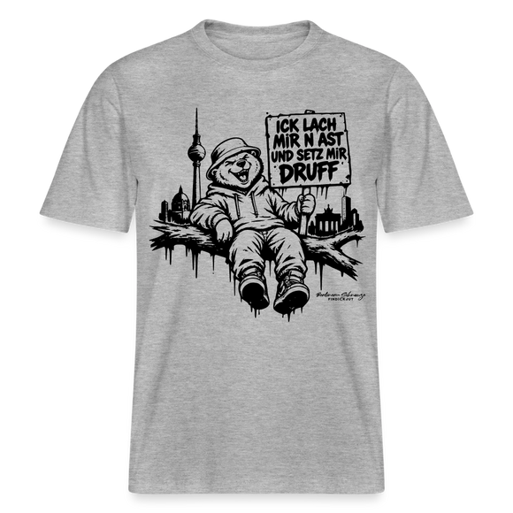 ICK LACH MIR N AST - RELAXED FIT Unisex Organic T-Shirt als Berlin Souvenir - Grau meliert
