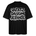 schwarzes Bio Baumwoll‑Oversize‑Shirt unisex mit Berlin Kultspruch Print in weiss „VAFATZ DA VOM JELÄNDE“