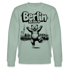 Berlin Souvenir-Unisex Bio-Sweatshirt-BERLIN ICK LIEBE DIR - Helles Graugrün