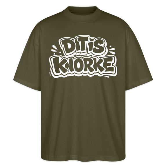DIT IS KNORKE-Oversized Unisex Bio T-Shirt mit echt Berliner Schnauze - Khaki