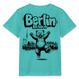 Berlin Souvenir-Kinder T-Shirt Bio-BERLIN ICK LIEBE DIR - Poolblau