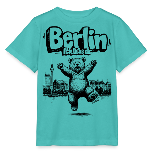 Berlin Souvenir-Kinder T-Shirt Bio-BERLIN ICK LIEBE DIR - Poolblau