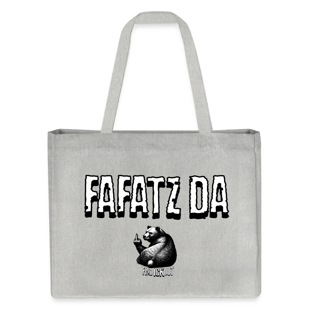 grosse Einkaufstasche mit frechem "FAFATZ DA"-Print in Berliner Schnauze – robust, nachhaltig und perfekt für deinen nächsten Einkaufsbummel! - Grau meliert