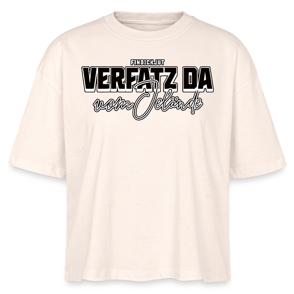 VERFATZ DA VOM JELÄNDE-Frauen Boxy Bio-T-Shirt - Weißgrau