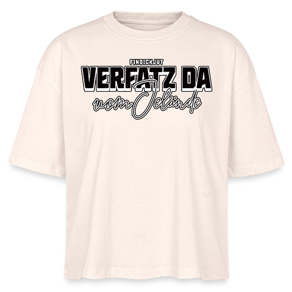 VERFATZ DA VOM JELÄNDE-Frauen Boxy Bio-T-Shirt - Weißgrau