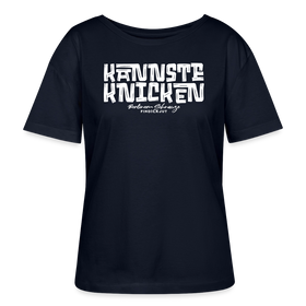 Berliner Spruch-KANNSTE KNICKEN-Rundhals Frauen Bio-T-Shirt - Navy