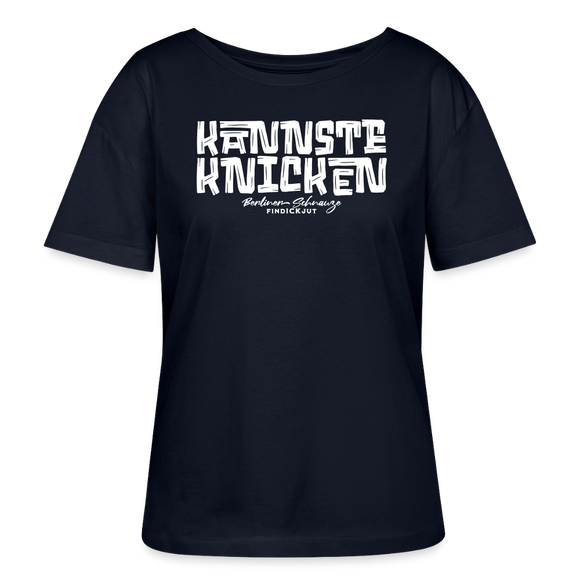 Berliner Spruch-KANNSTE KNICKEN-Rundhals Frauen Bio-T-Shirt - Navy